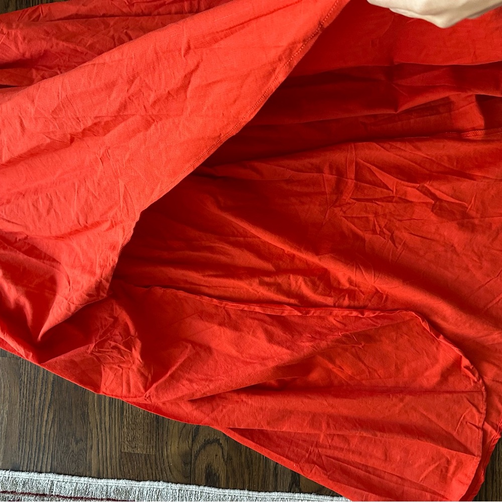 NWT Lulu's Cotton Sunny Persuasion Red Linen Cutout One-Shoulder Midi Dress XL - Picture 14 of 16